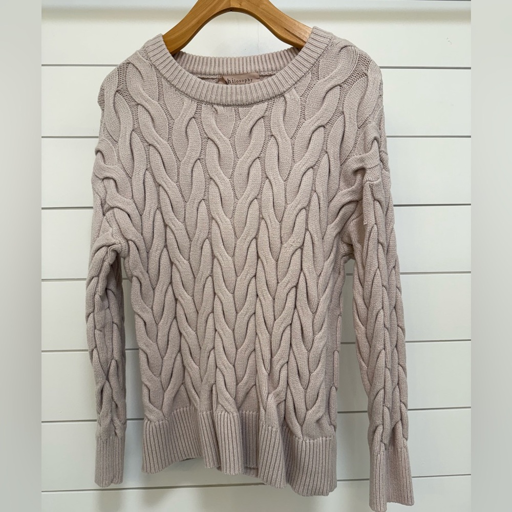 Philosophy Cable Knit Sweater - Light Tan / Cream